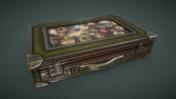 Vintage Leather Suitcase 3D Model