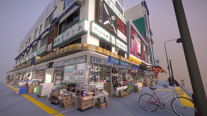 Japanese Streetscape Akihabara 3D Model