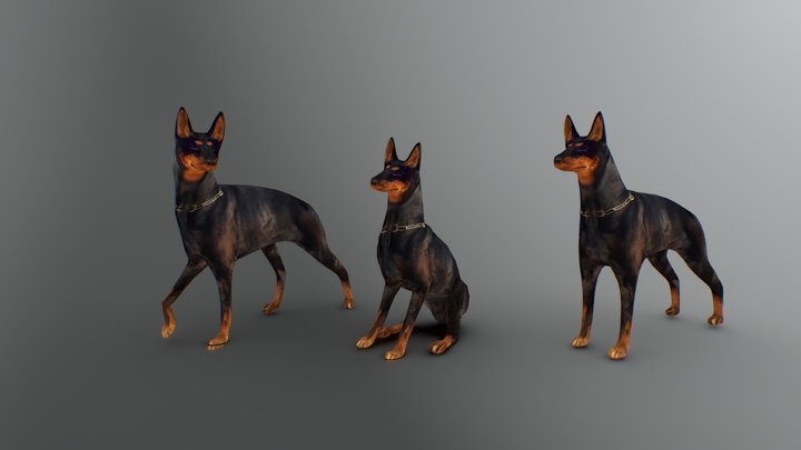 доберман dog 3D Model