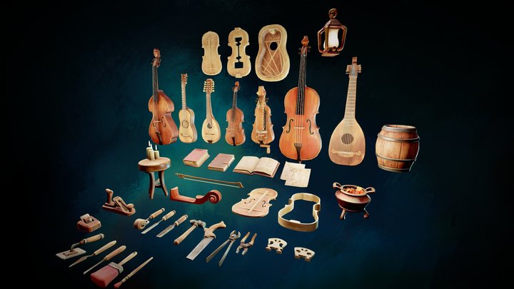 Instruments & tools - game art props 3D Model