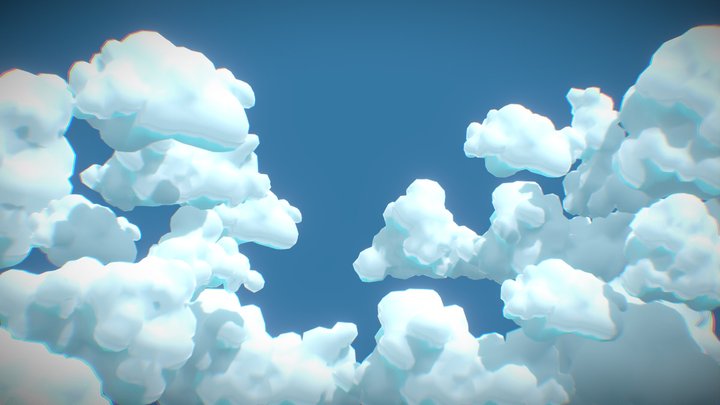 Clouds cartoon lowpoly - Pack 03 3D Model