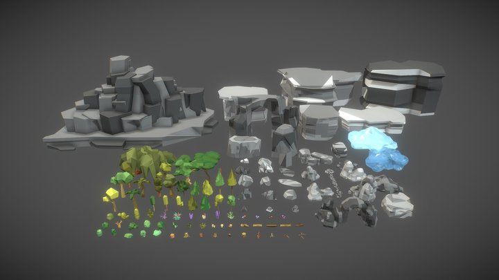 Polygonal Foliage Asset Package 3D Model