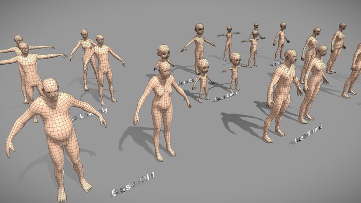 Base Mesh Character - Pack Lowpoly 3D Model