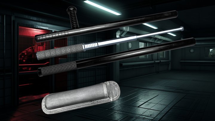 Tactical Baton Trio Pack 3D Model