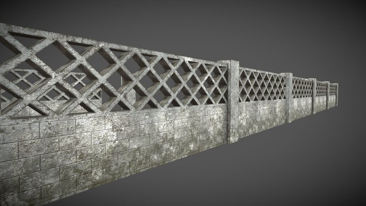 Garden cement fence Wall Building 3D Model